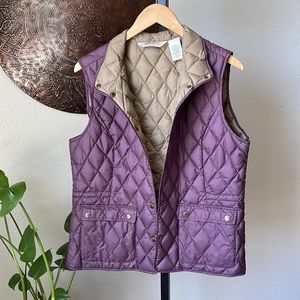 Eddie Bauer goose down vest purple with tan interior